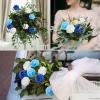 WANTMAZOR Artificial Flowers, White Roses, Realistic Foam Roses with Leaves for DIY Wedding Bouquets, Bridal Showers, Table Centerpieces and Party Decorations (Blue Series, 100) view 3