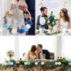 WANTMAZOR Artificial Flowers, White Roses, Realistic Foam Roses with Leaves for DIY Wedding Bouquets, Bridal Showers, Table Centerpieces and Party Decorations (Blue Series, 100) view 4