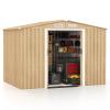 RELAX4LIFE Metal Garden Shed with 2 Sliding Doors and 4 Ventilation Windows, Gable Roof, Natural, 259 x 196 x 184 cm view 1