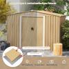 RELAX4LIFE Metal Garden Shed with 2 Sliding Doors and 4 Ventilation Windows, Gable Roof, Natural, 259 x 196 x 184 cm view 2