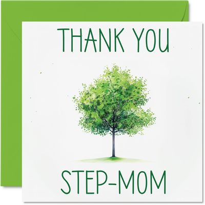 Stuff4 Thank You Card for Stepmother, Colorful Green Tree