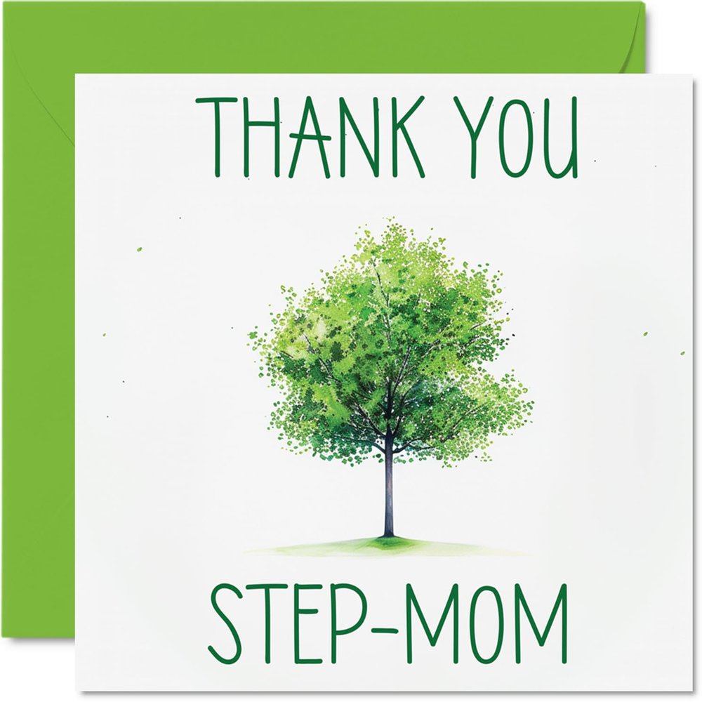 Stuff4 Thank You Card for Stepmother, Colorful Green Tree