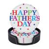 Drink Coasters with Holder, Set of 6, 4 in, Stars and Happy Father's Day Print view 2