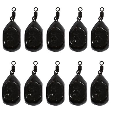 PRO FILSTAR Flat Bottom Fishing Sinker Set, 10 x 60 g, Cube-Shaped Lead with Swivel