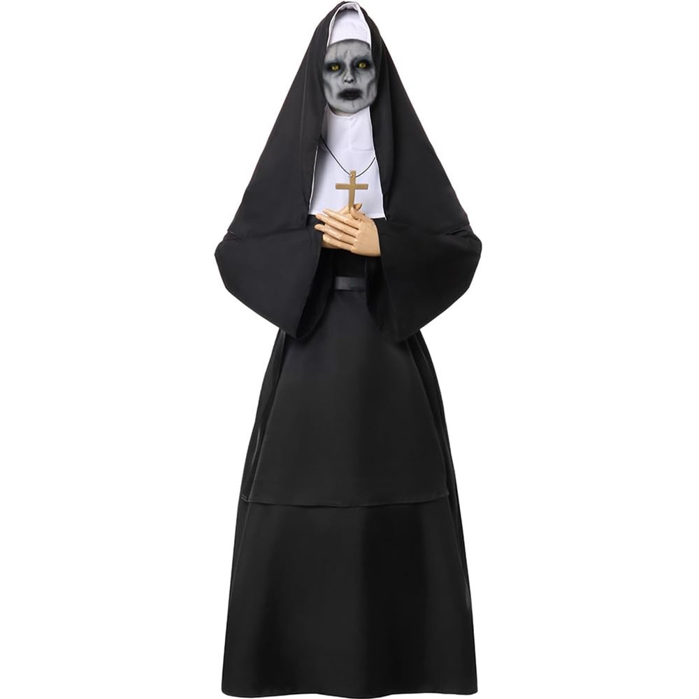 Fiamll Black Nun Costume for Women, Halloween Cosplay Outfit
