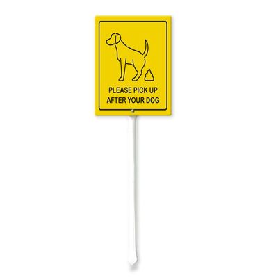 Geroclonup Sign with Metal Stake, "Please Pick Up After Your Dog," 11.7 x 45.6 cm, Aluminum