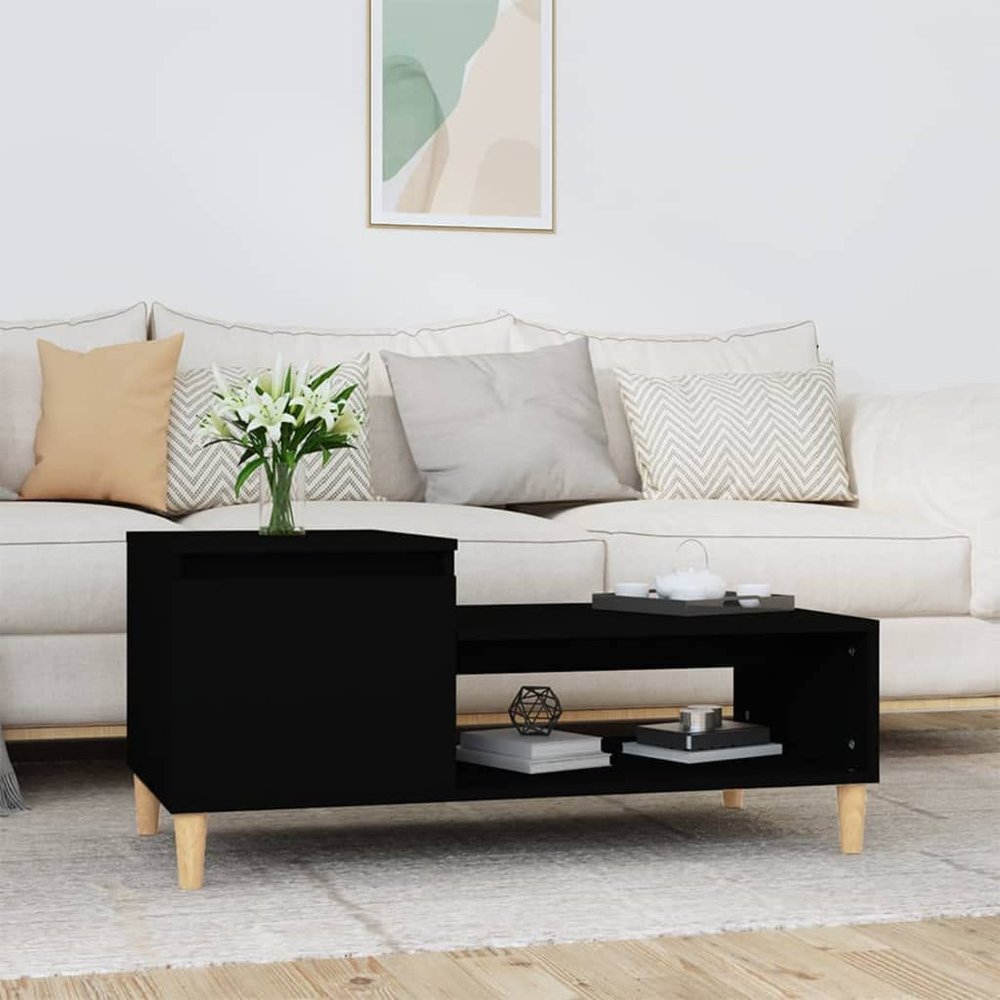 Lalfkkii Black Rectangular Coffee Table, 100 x 50 x 45 cm