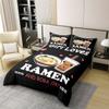 Loussiesd 100% Cotton Anime Duvet Cover Set, 155 x 220 cm, Noodles and Bubble Tea Design view 2