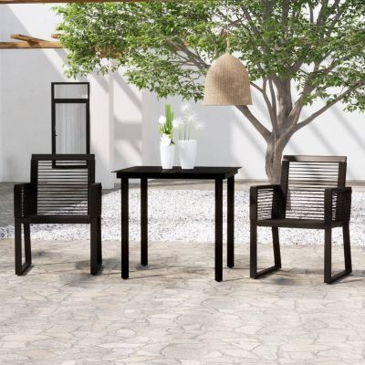 Tidyard 3-Piece Garden Dining Set for 2, Black