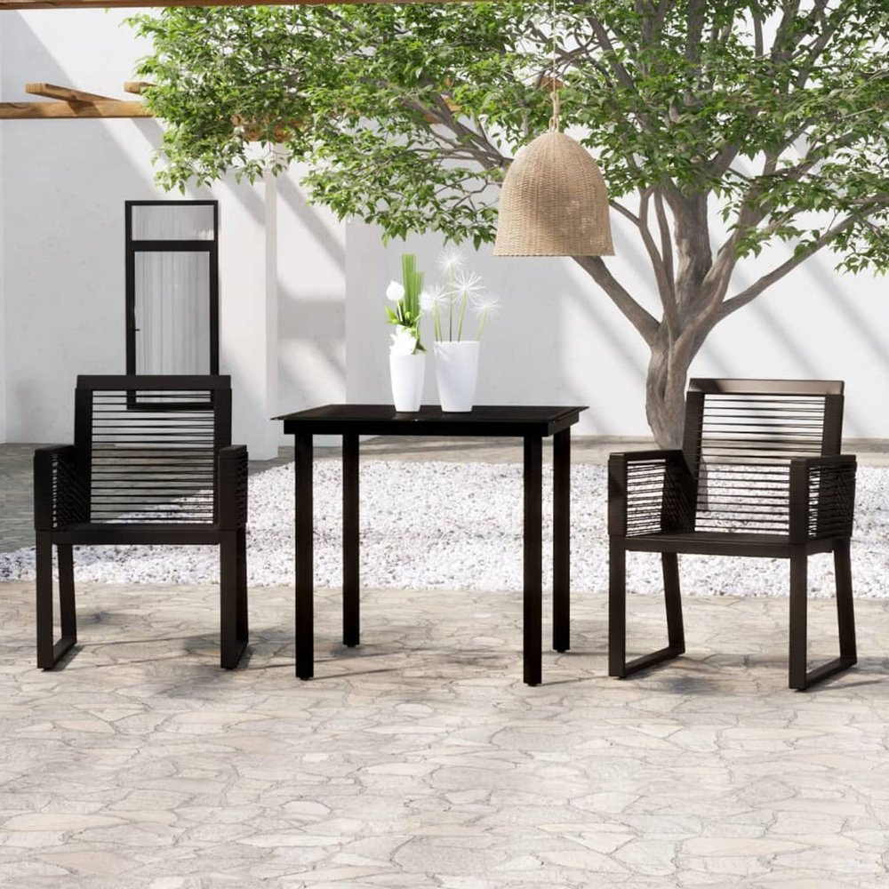 Tidyard 3-Piece Garden Dining Set for 2, Black