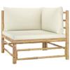 7-Piece Bamboo Garden Lounge Set with Cream-White Cushions view 3