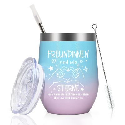 Livole Best Friend Gift Tumbler, 12 oz/350 ml, Pink & Blue