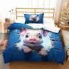 GNMRTFEAE Pig Girl Boy Kids 3D Printed Cute Animal Duvet Cover Set, Soft Microfiber, Zipper and Pillowcases, 3-Piece, Single 135 x 200 cm view 2