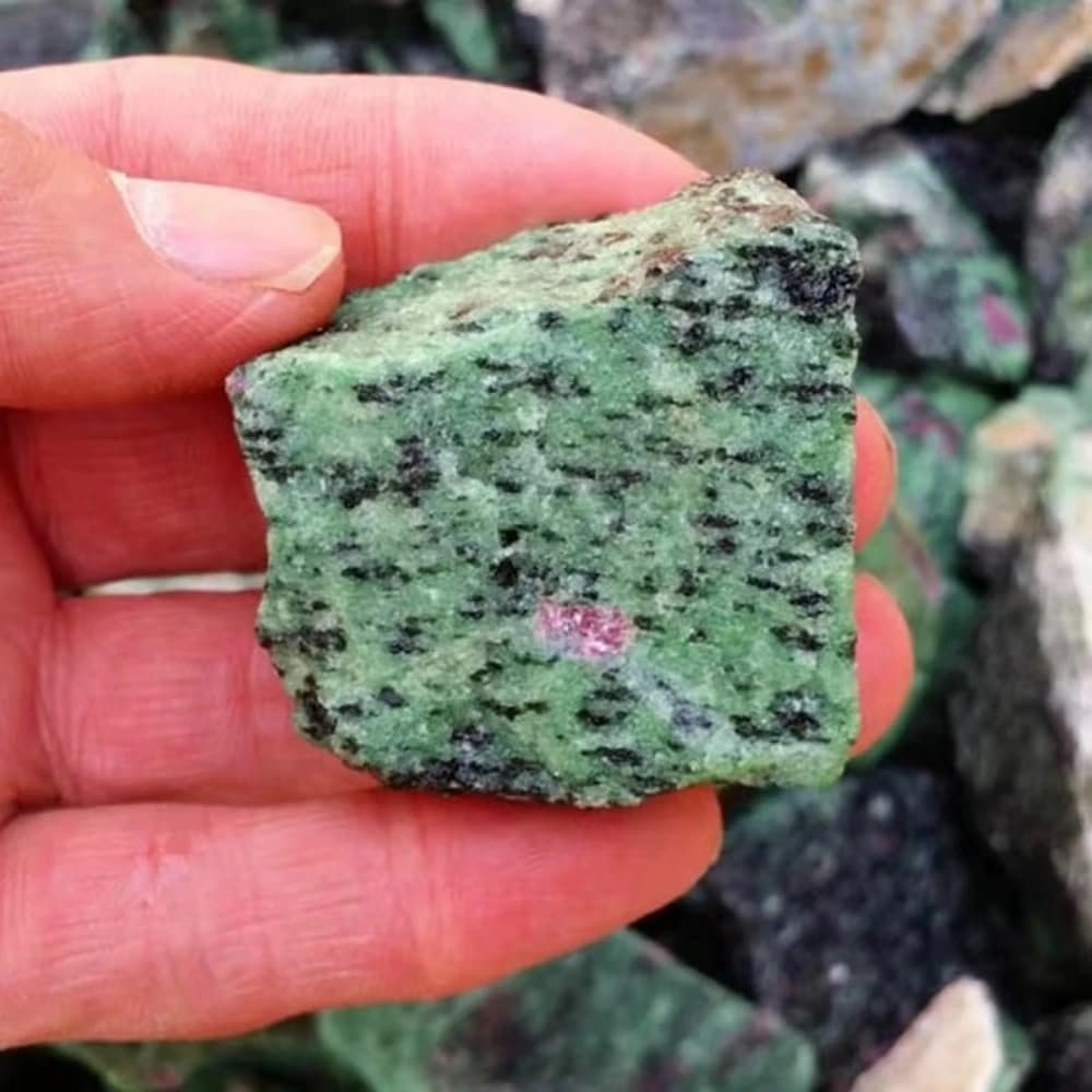 QINGQI Natural Red Zoisite Crystal, Office and Garden Decor (50–70 g)