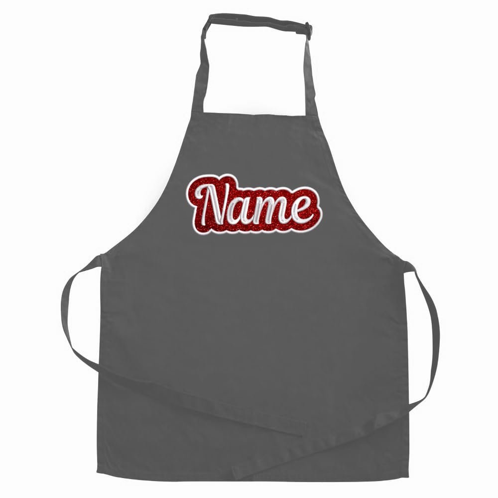 Elefantasie Personalized Gray Apron with Glitter-Embroidered Name, Ages 3–6