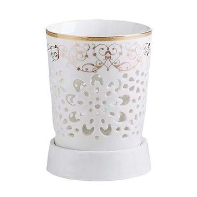 Large Ceramic Kitchen Utensil Holder with Drain Tray, White-02