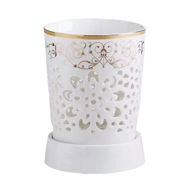 Large Ceramic Kitchen Utensil Holder with Drain Tray, White-02