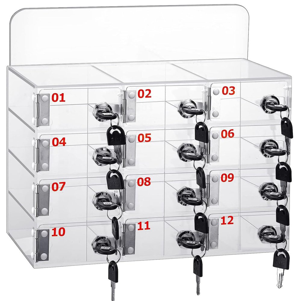 Qiang Acrylic Phone Storage Cabinet, 12/15/20 Compartments with Locks and Keys