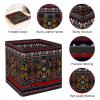 VAPOKF Foldable Storage Cube, Fabric Organizer with Handles, Vintage Indian Bohemian Style view 4