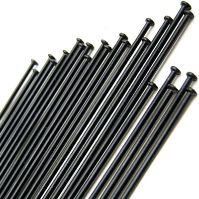 24 Black Stainless Steel Straight-Pull Bicycle Spokes, 14G, 298 mm, with Brass Nipples