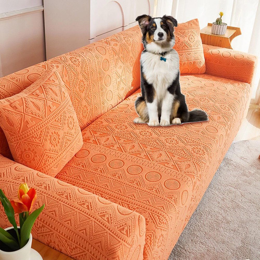 KCCRHIN Jacquard Velvet Stretch Sofa Cover, 2-Seater, 145–185 cm