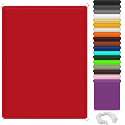 Rectangular Sun Shade Sail 4.5 x 6 m, 95% UV Protection, Windproof, Tear-Resistant, Weatherproof, Red