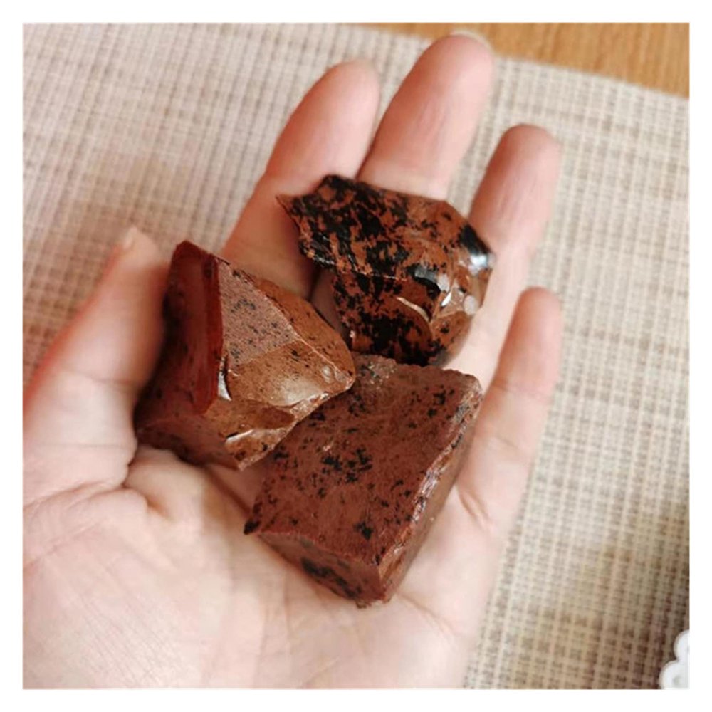 FUERLI Natural Rough Crystal Stone, Mahogany Obsidian, for Garden and Home Decor