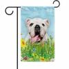 Hello Spring Floral White Bulldog Garden Flag, Double-Sided, 12.5 x 18 Inches view 1
