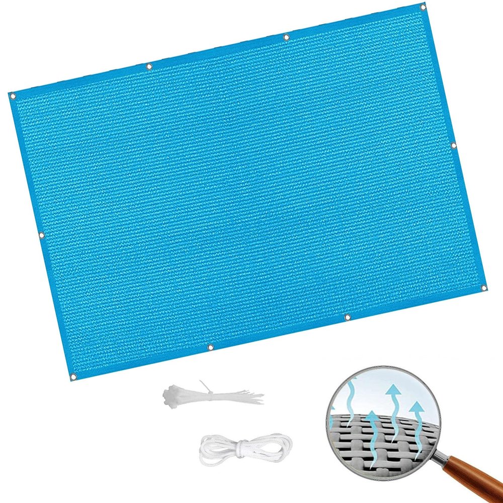 Rectangular Shade Sail with Eyelets, 3 x 8.5 m, Blue