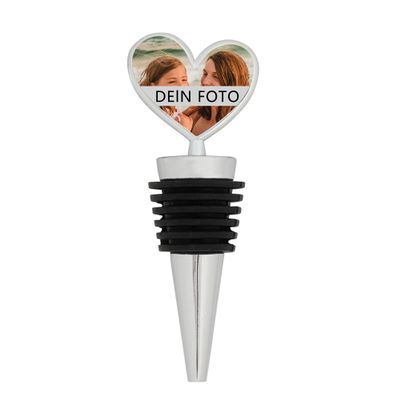 MilyaDE Personalized Photo Wine Bottle Stopper, Reusable Heart-Shaped Wine Stopper with Your Own Photo, Wedding Gift Idea for Wine and Champagne