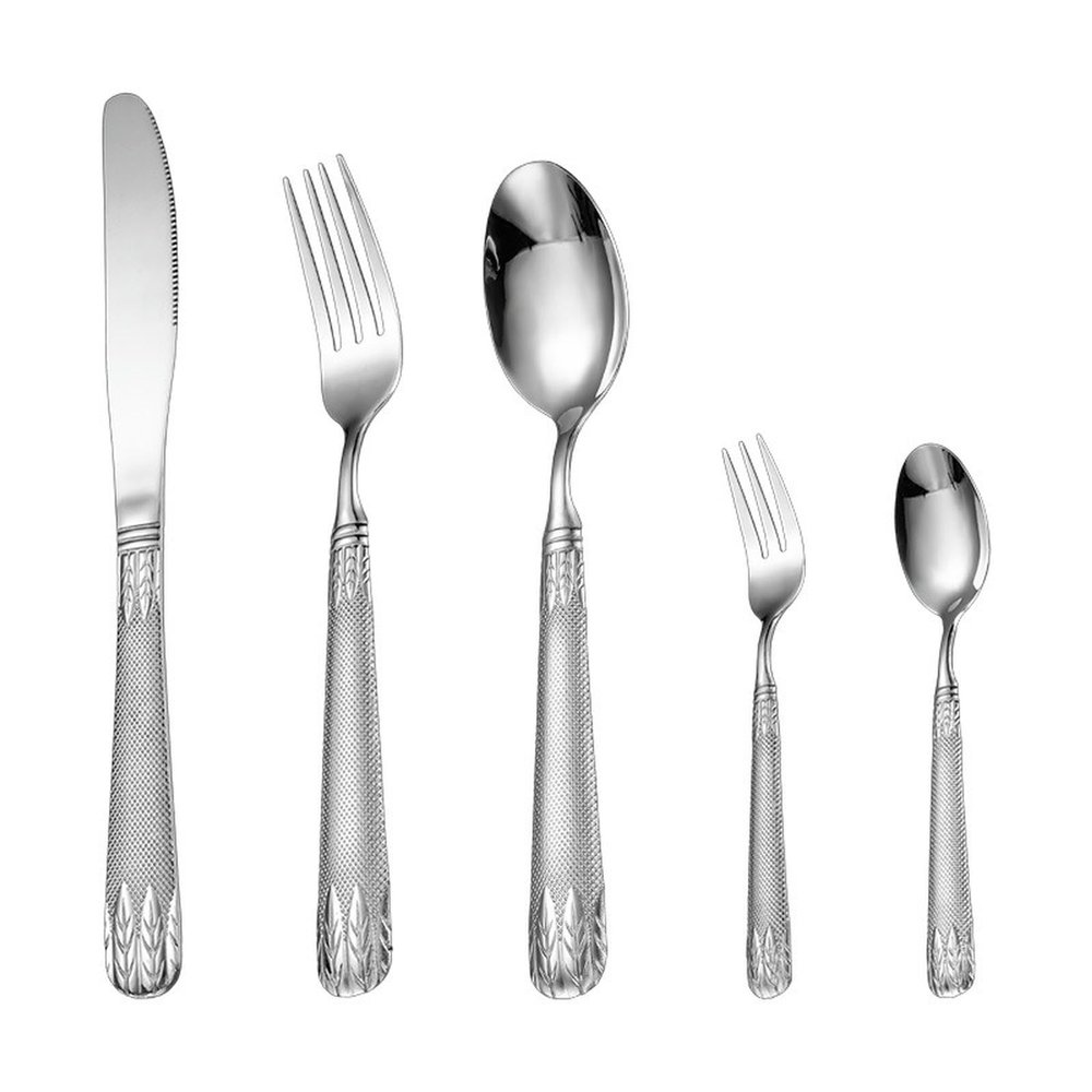 5-Piece Wheat-Ear Stainless Steel Flatware Set, Silver