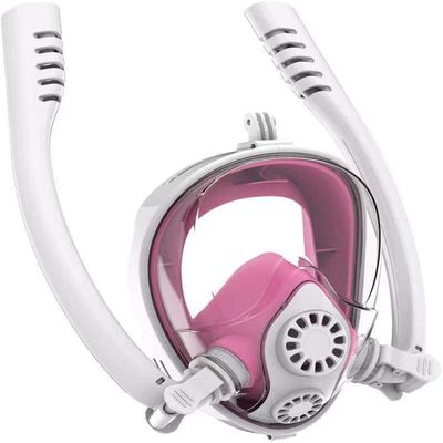 ZGYOZMNG Diving Mask, Full-Face Snorkel Mask, Anti-Fog and Leak-Resistant, for Adults and Children (Pink, L)
