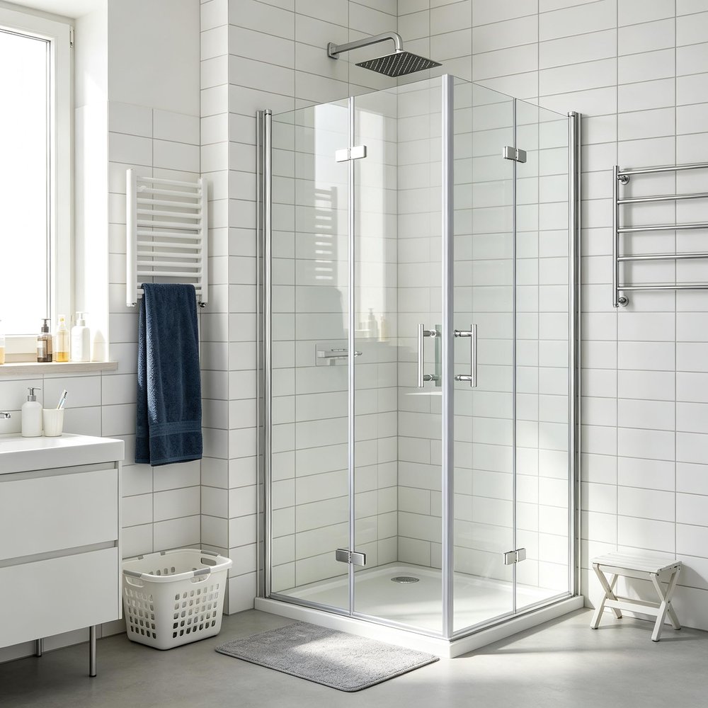 DOOLEEWEE Corner Shower Enclosure 70 x 120 x 195 cm