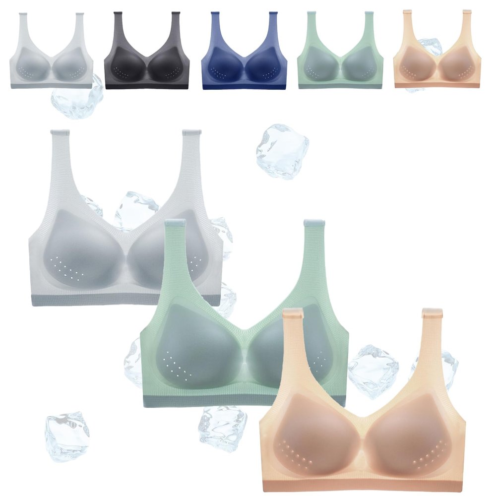 GDKRTNAJ Women's Push-Up Vest-Style All-in-One Bra, Seamless Ice-Silk Lace Cool Lift-Up Air Bra (A+E, 2XL)