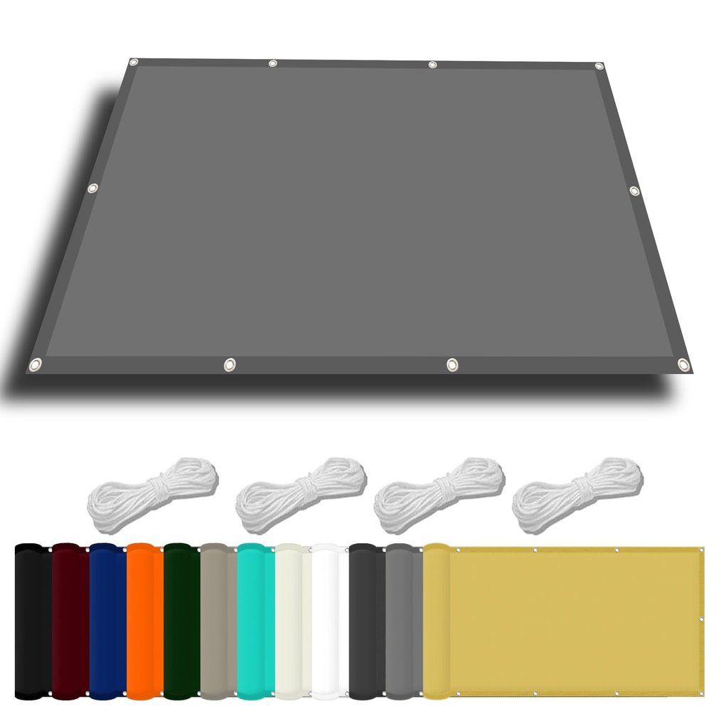 Waterproof Rectangular Sun Shade Sail 2.4 x 7 m, Light Gray