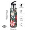 Stainless Steel Insulated Water Bottle with Floral Design and Straw Lid view 2