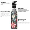 Stainless Steel Insulated Water Bottle with Floral Design and Straw Lid view 3