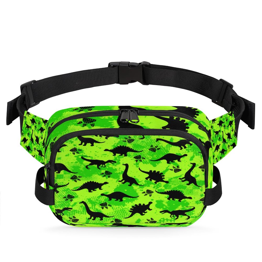 Dinosaur-Print Waist Bag, Fanny Pack, XL