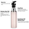 Ksajwzf Insulated Stainless Steel Water Bottle for Kids, Sports, with Straw Lid, Striped, Leakproof, Pink, 590 mL view 3