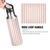 Ksajwzf Insulated Stainless Steel Water Bottle for Kids, Sports, with Straw Lid, Striped, Leakproof, Pink, 590 mL view 4