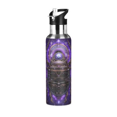 Linnyio Purple Abstract Horoscope Insulated Stainless Steel Water Bottle, Leakproof, BPA-Free, 1,000/600 mL