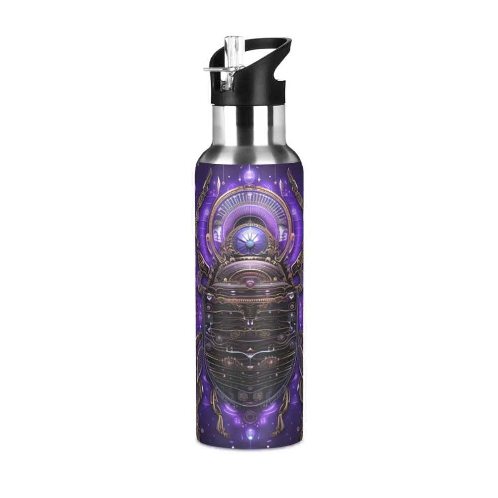 Linnyio Purple Abstract Horoscope Insulated Stainless Steel Water Bottle, Leakproof, BPA-Free, 1,000/600 mL