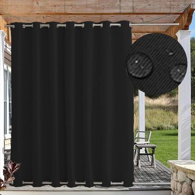 FicaRico Outdoor Curtain, Waterproof, Black, 264 x 245 cm