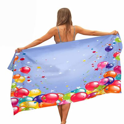 Treer Balloon Pattern Microfiber Beach Towel, XXL, 180 x 80 cm, Blue
