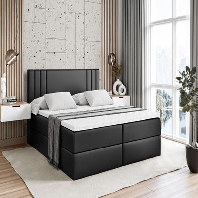 ALTDECOR IDRIKO Box-Spring Bed with H4 Mattress, 55 x 79 in, Black