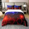 Loussiesd Honeycomb Duvet Cover Set, 155 x 220 cm, Red and Blue Ombre, 100% Cotton, 2-Piece view 1