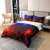 Loussiesd Honeycomb Duvet Cover Set, 155 x 220 cm, Red and Blue Ombre, 100% Cotton, 2-Piece view 3