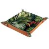 Spring Tropical Plants Folding Thick PU Leather Dice Tray and Catchall Organizer view 1