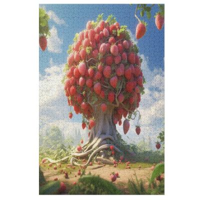 Strawberry Wooden Puzzle, 1,000 Pieces, for Adults and Teens, Family Puzzle Game with Poster, 78 x 53 cm