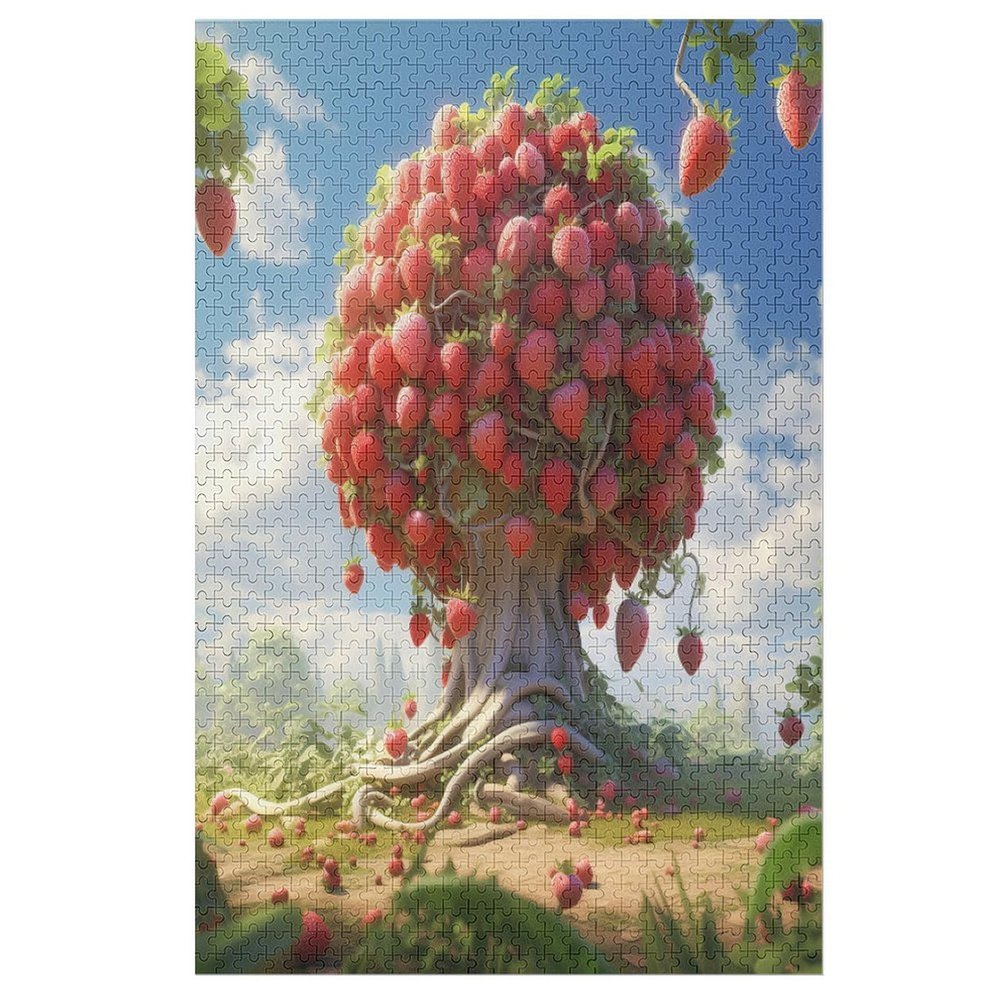 Strawberry Wooden Puzzle, 1,000 Pieces, for Adults and Teens, Family Puzzle Game with Poster, 78 x 53 cm